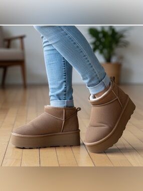 Cushionaire Sz 8.5 Genuine Suede Sherpa Lined Platform Boots